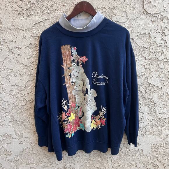 Vintage Granny Cat Sweatshirt Size 3X - Picture 1 of 6